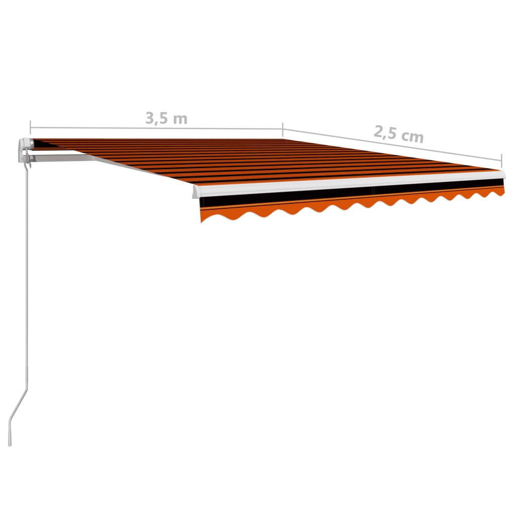 Manual Retractable Awning 350x250 cm Orange and Brown