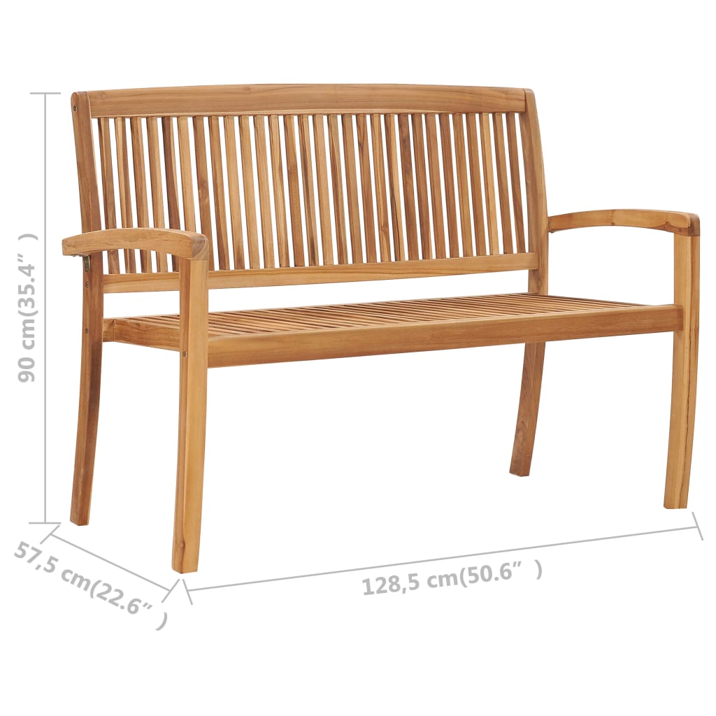 2-Seater Stacking Garden Bench 120 cm Solid Teak Wood