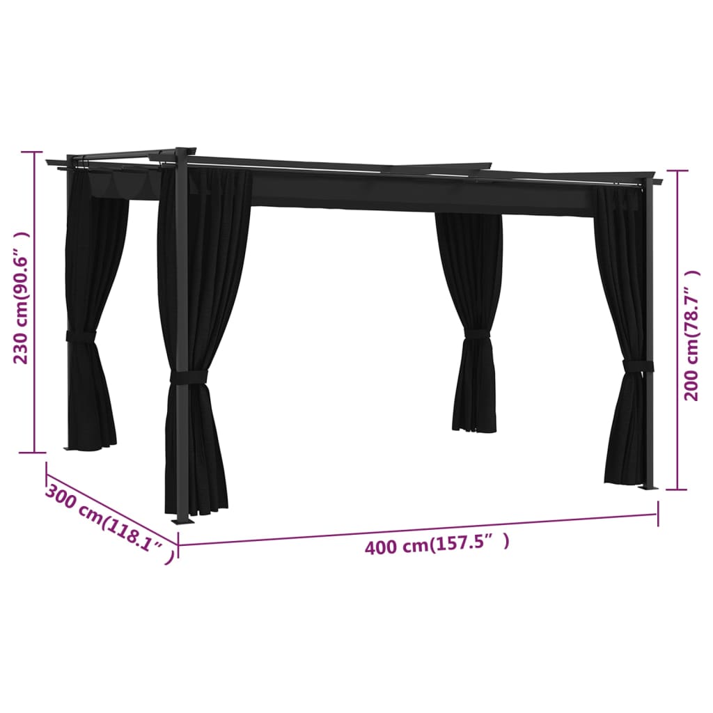 Gazebo 4x3 m Anthracite