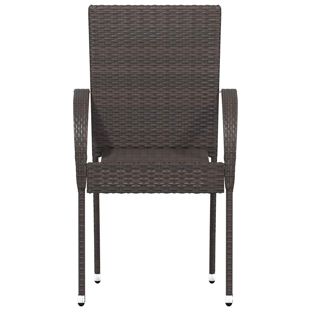 Stackable Outdoor Chairs 4 pcs Poly Rattan Brown