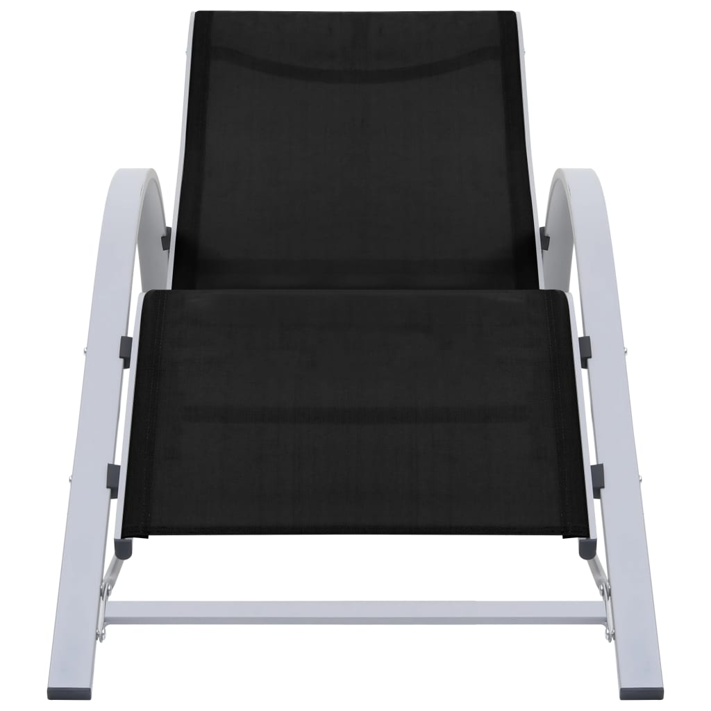 Sun Loungers 2 pcs with Table Aluminium Black