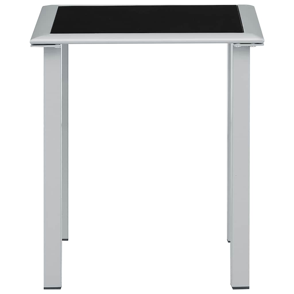 Garden Table Black and Silver 41x41x45 cm Steel and Glass