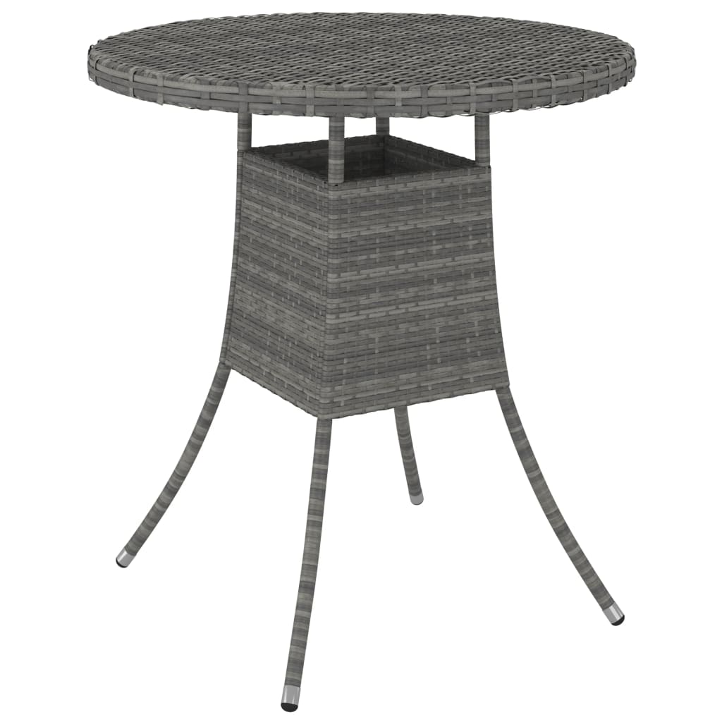 Garden Table Grey 70x70x73 cm Poly Rattan