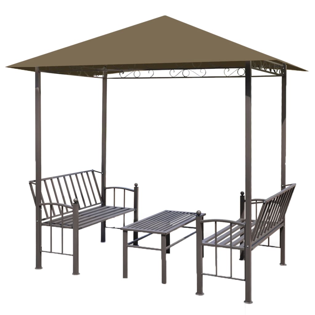 Garden Pavilion with Table and Benches 2.5x1.5x2.4 m Taupe 180 g/m²
