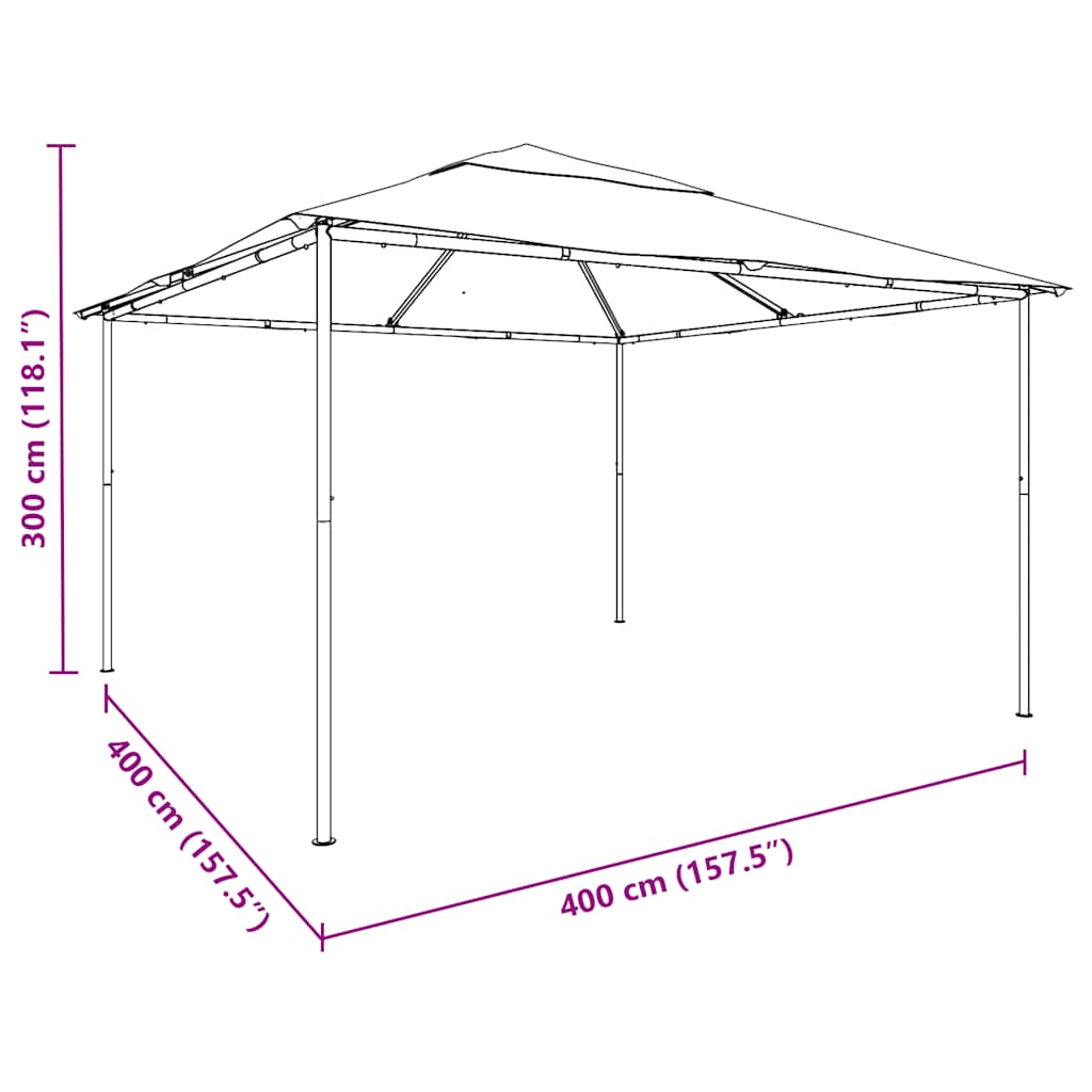 Gazebo 4x4x3 m White 180 g/m²