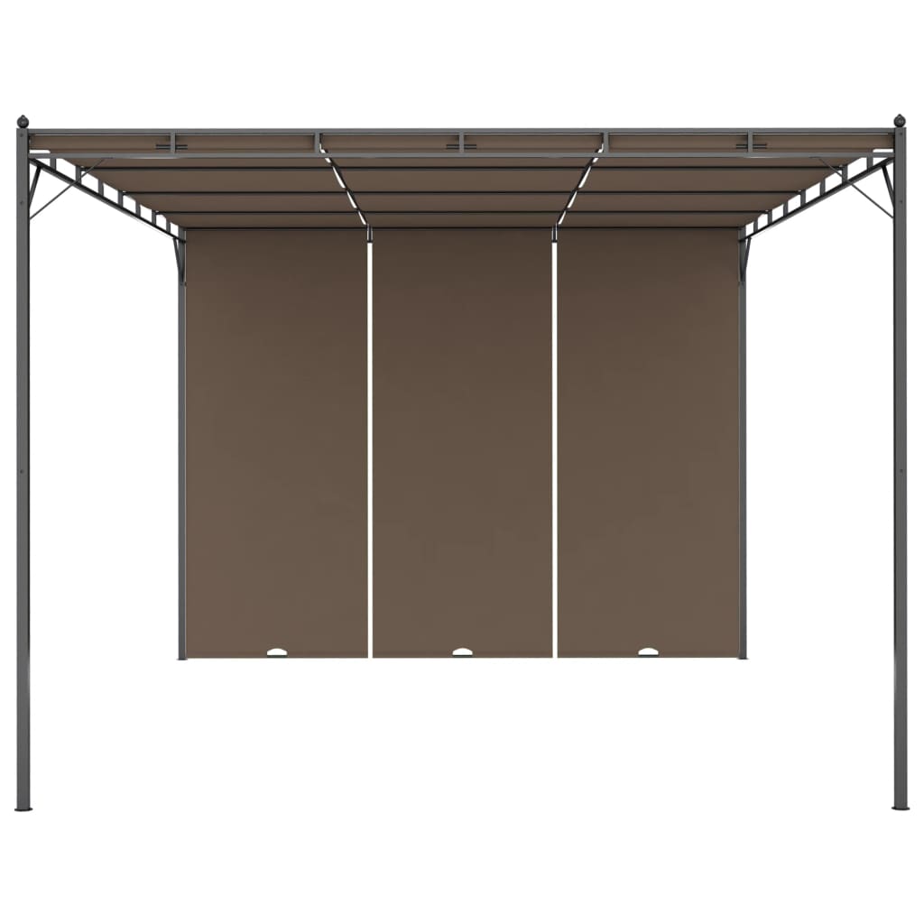 Garden Gazebo with Side Curtain 4x3x2.25 m Taupe