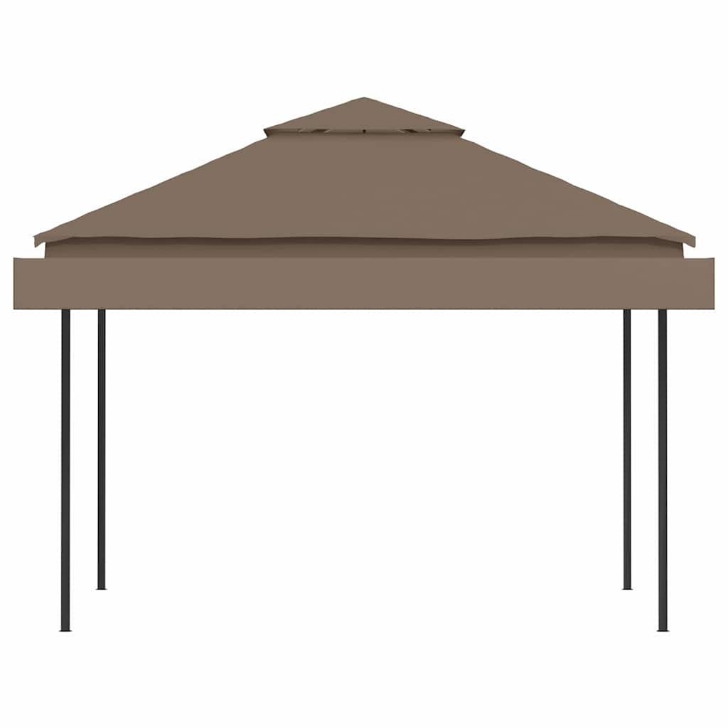 Gazebo with Double Extending Roofs 3x3x2.75 m Taupe 180g/m²