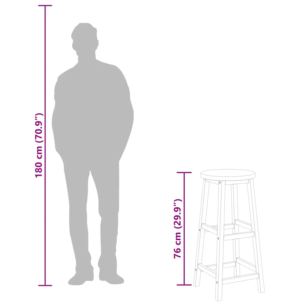 Bar Stools 6 pcs Solid Acacia Wood