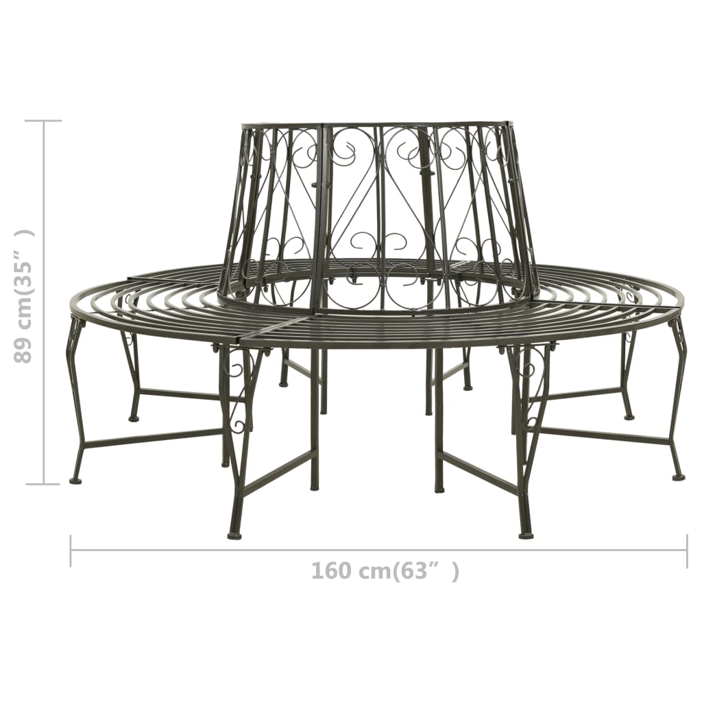 vidaXL Garden Tree Bench 160 cm Steel
