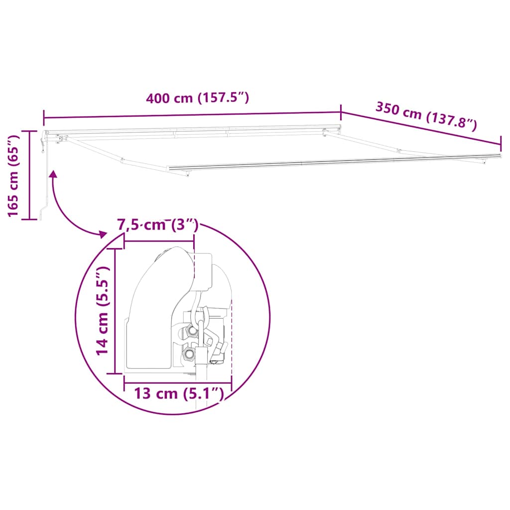 Awning Manual White 4 x 3.5 m Metal