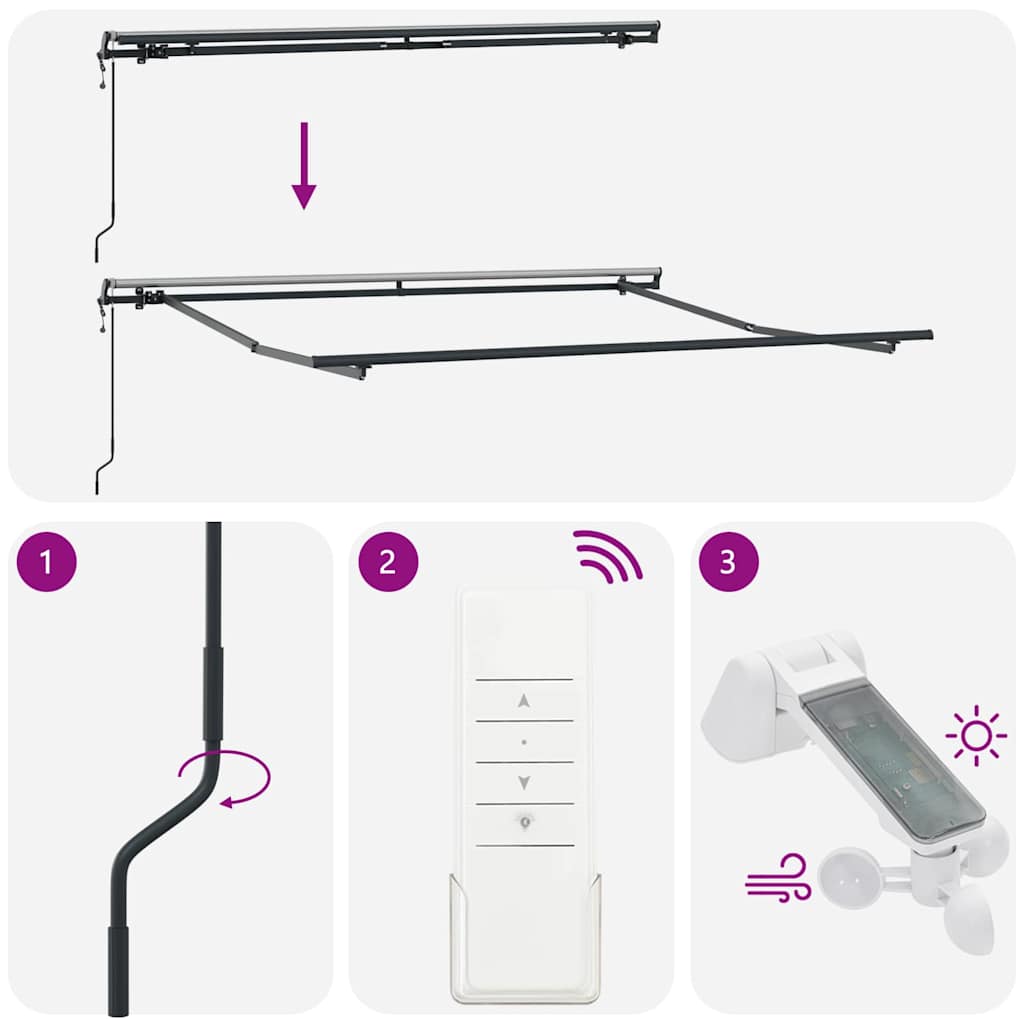 Awning Manual Anthracite 3.5 x 2.5 m Metal