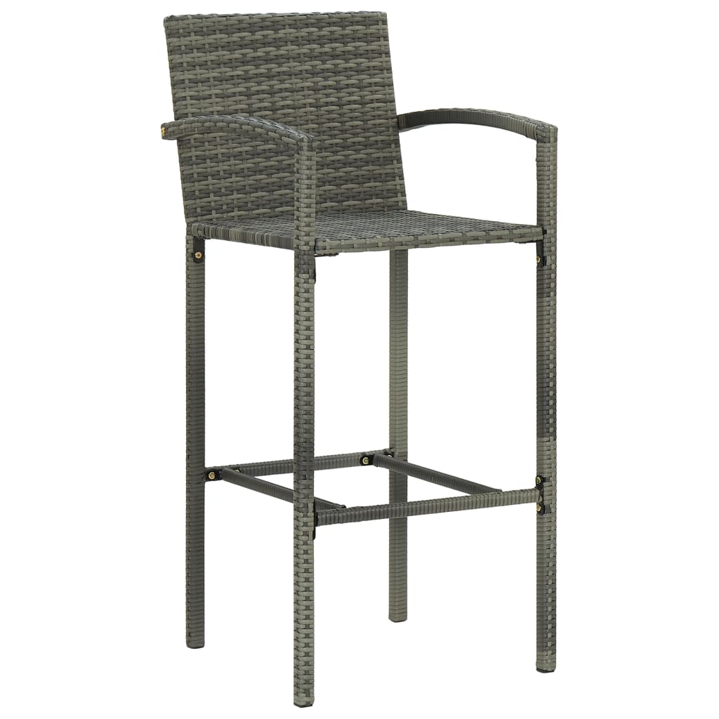 vidaXL Bar Stools 4 pcs Grey Poly Rattan
