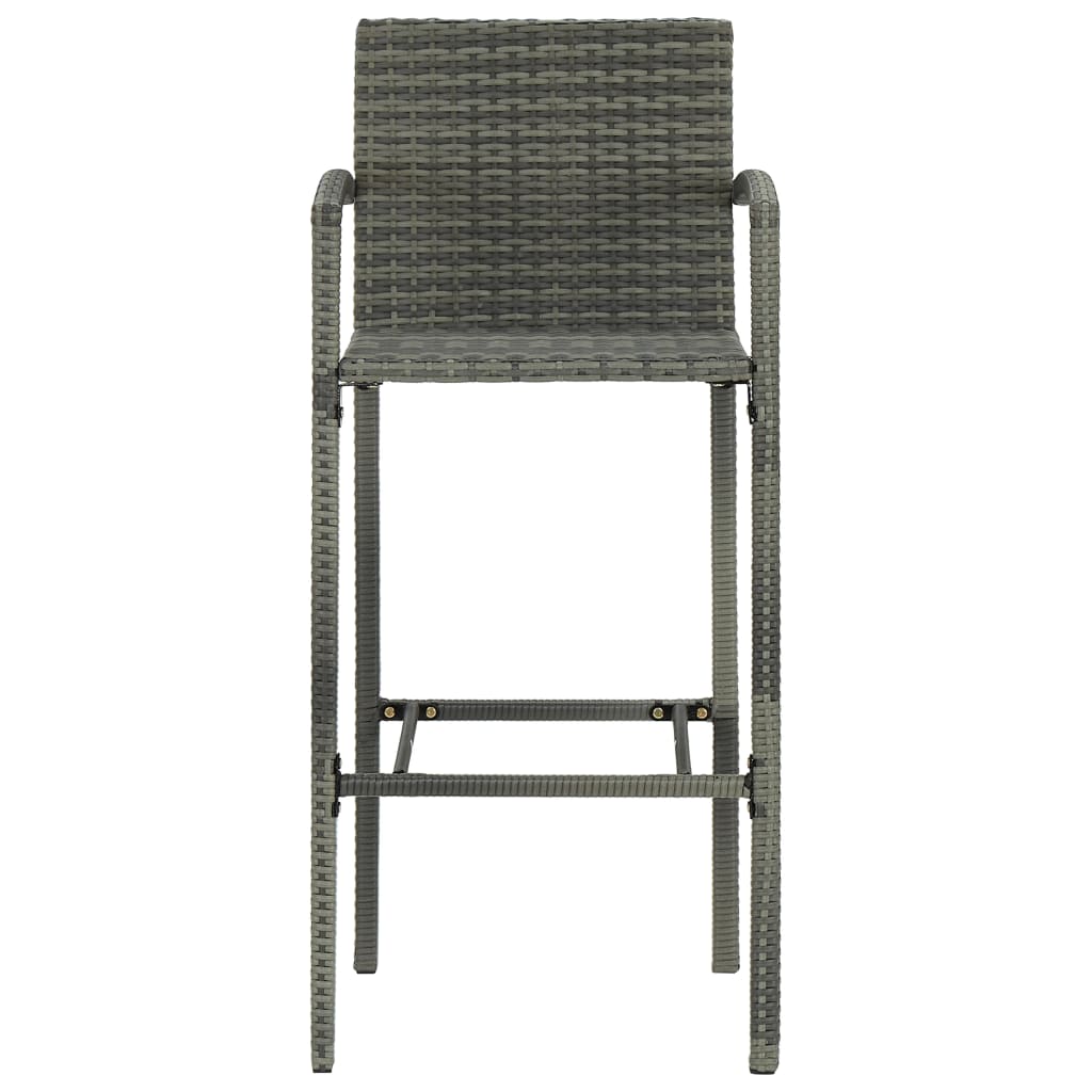 vidaXL Bar Stools 4 pcs Grey Poly Rattan