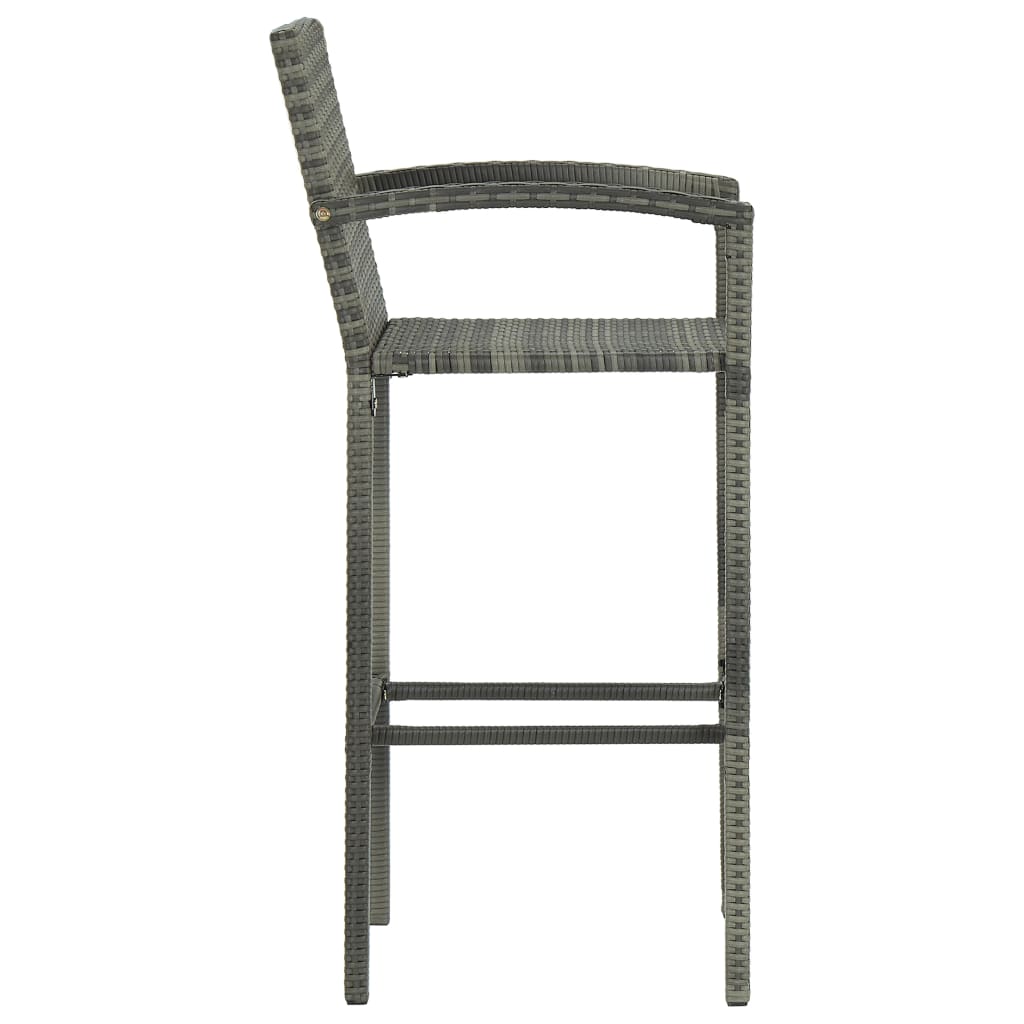 vidaXL Bar Stools 4 pcs Grey Poly Rattan