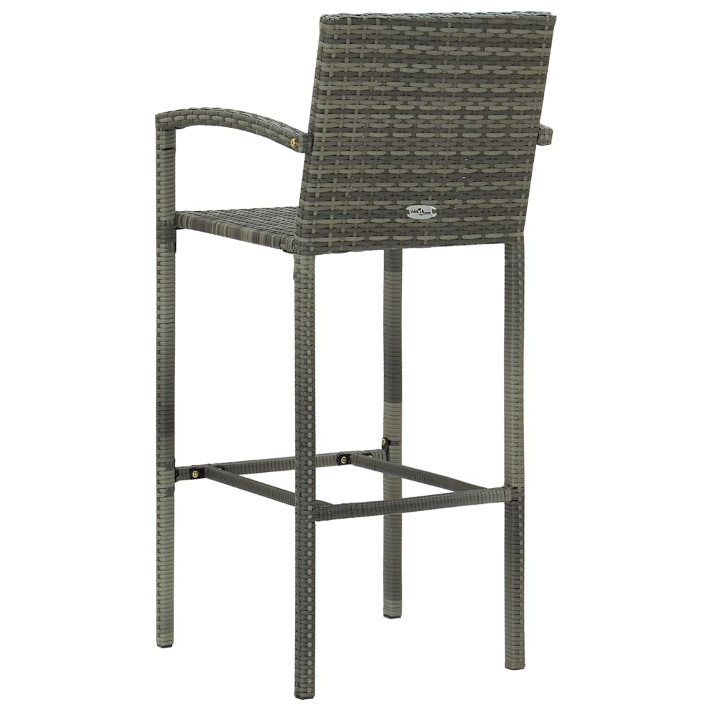 vidaXL Bar Stools 4 pcs Grey Poly Rattan