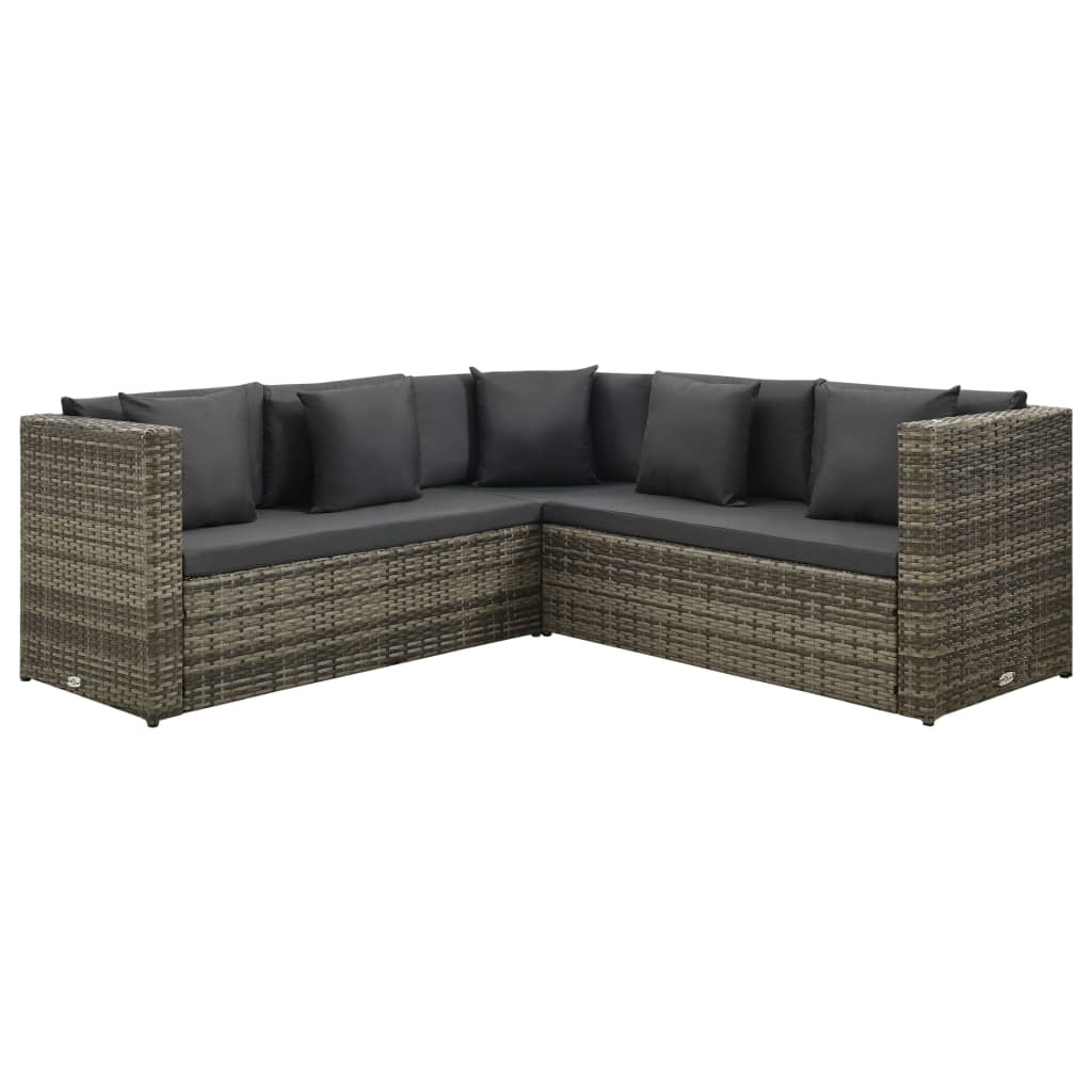 4 Piece Garden Lounge Set with Cushions Poly Rattan Grey