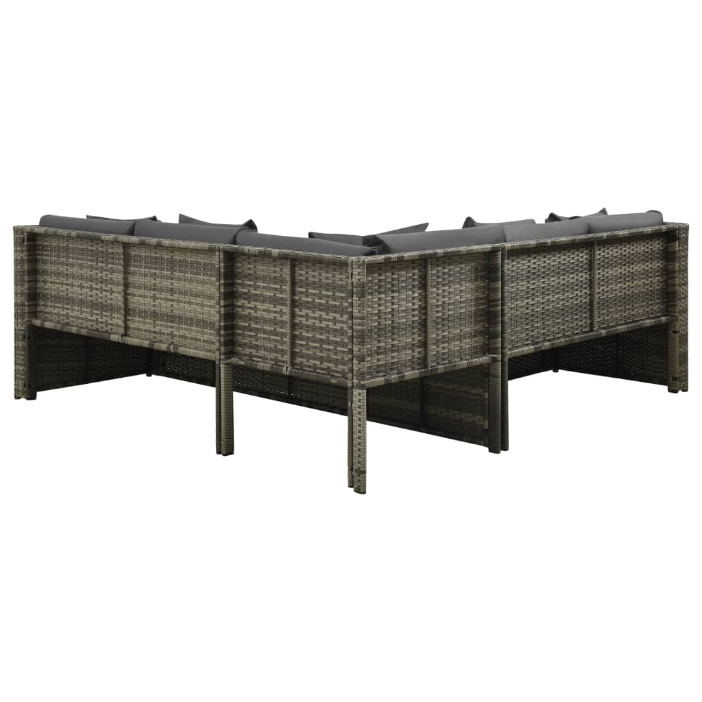 4 Piece Garden Lounge Set with Cushions Poly Rattan Grey