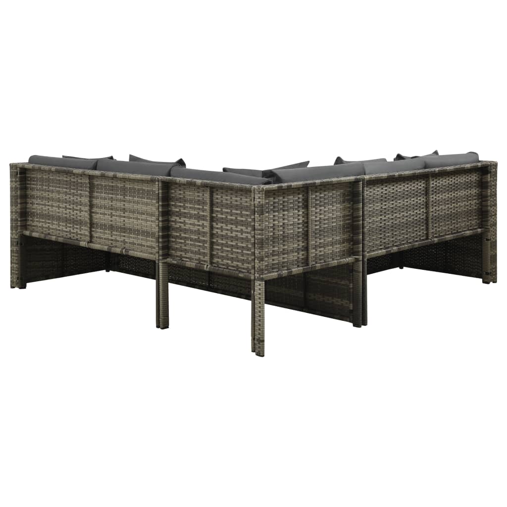 4 Piece Garden Lounge Set with Cushions Poly Rattan Grey