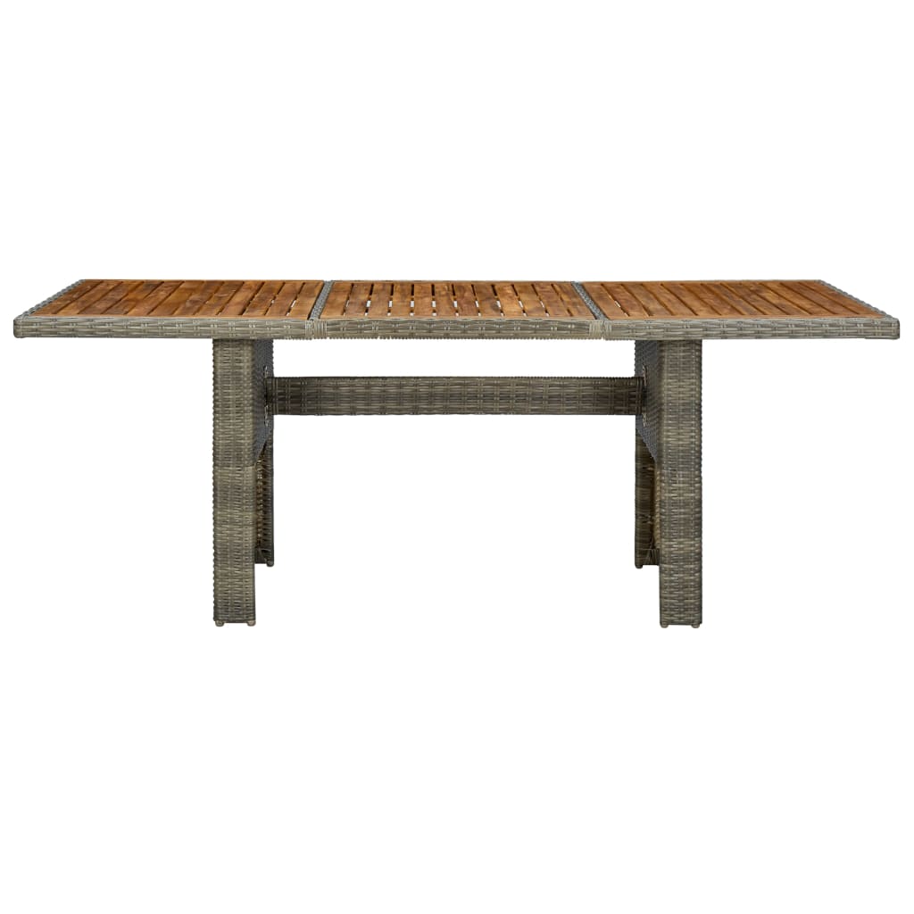 Garden Table Brown Poly Rattan and Solid Acacia Wood