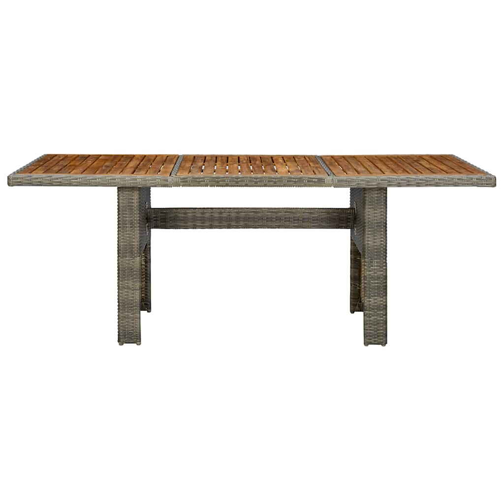 Garden Table Brown Poly Rattan and Solid Acacia Wood