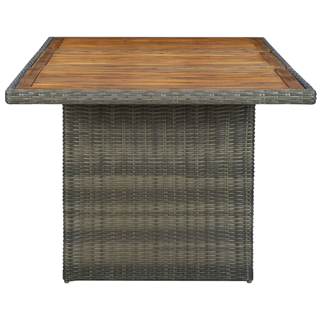 Garden Table Brown Poly Rattan and Solid Acacia Wood