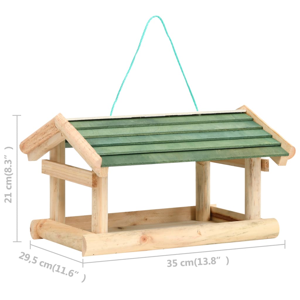 vidaXL Bird Feeder Solid Wood 35x29.5x21 cm