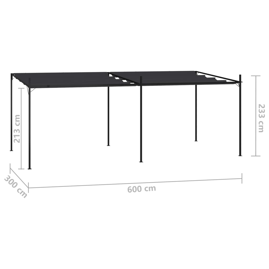 Gazebo with Retractable Roof 600x300x233 cm Anthracite