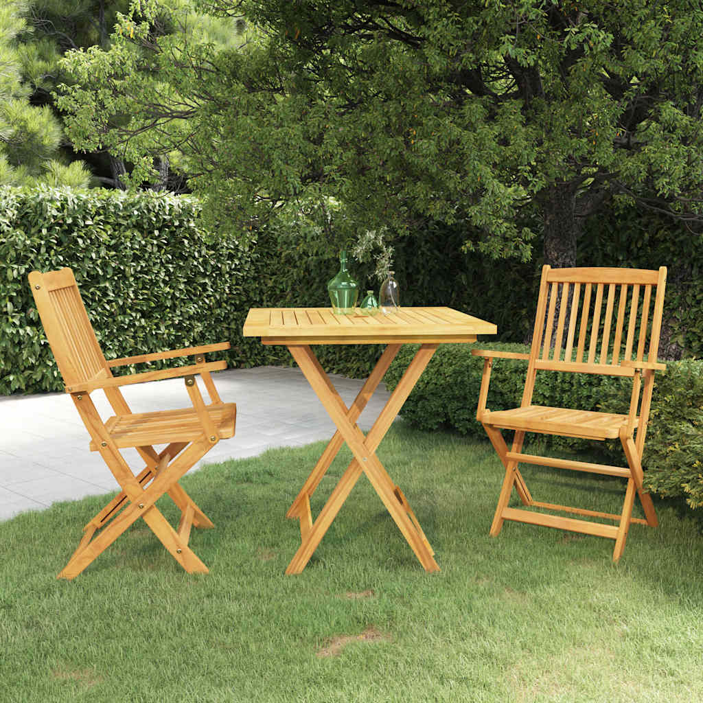 3 Piece Folding Garden Dining Set Solid Acacia Wood