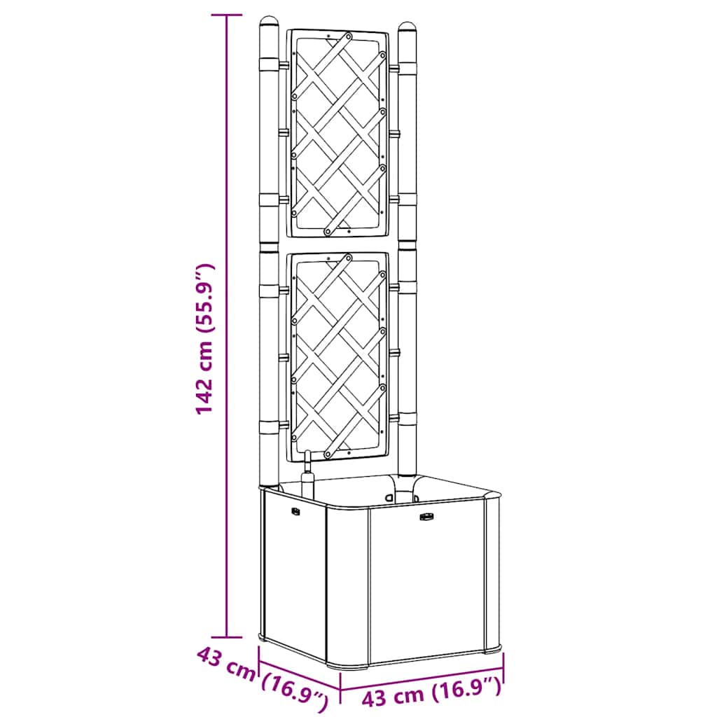 Garden Raised Bed with Trellis and Self Watering System Mocha
