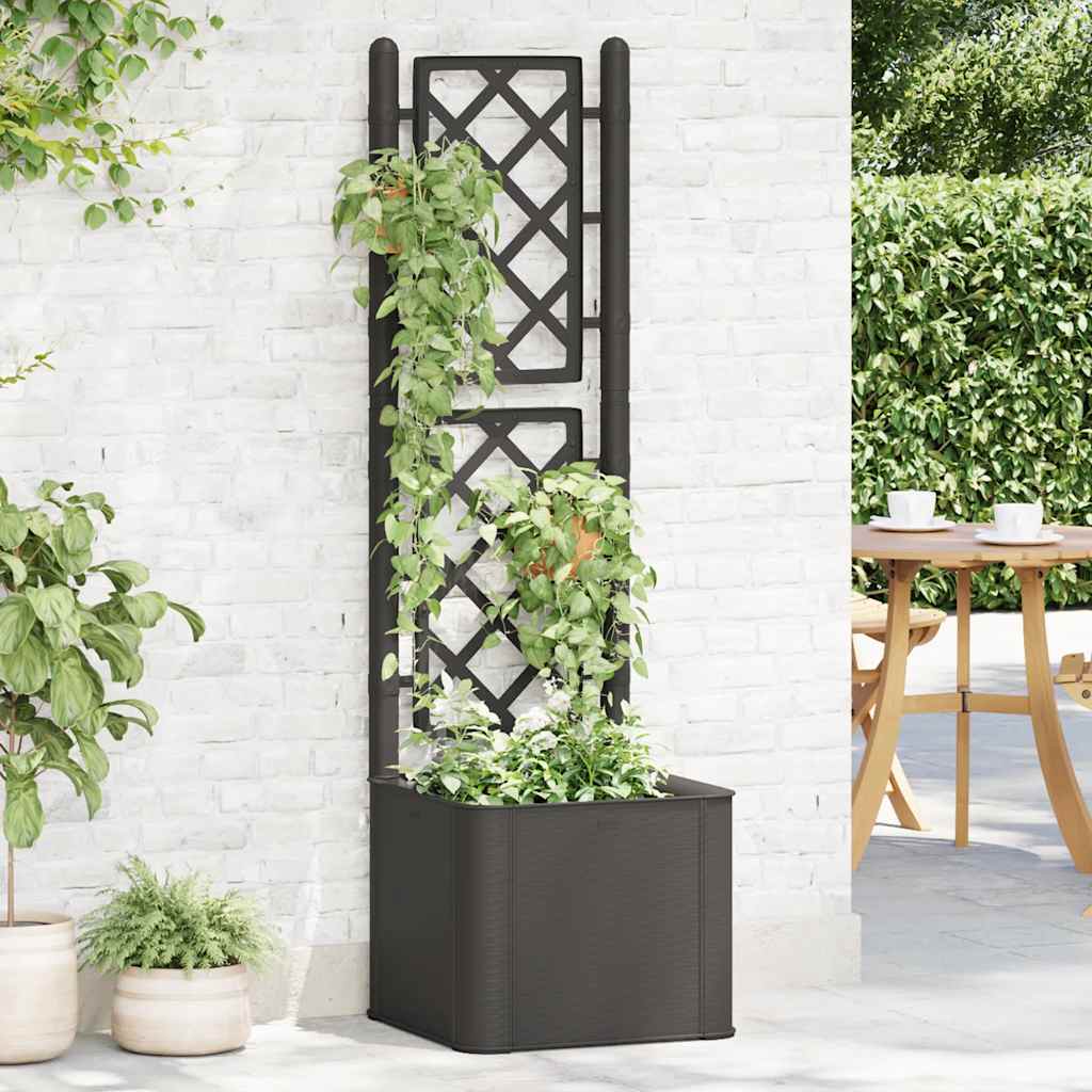 Garden Raised Bed with Trellis and Self Watering System Anthracite