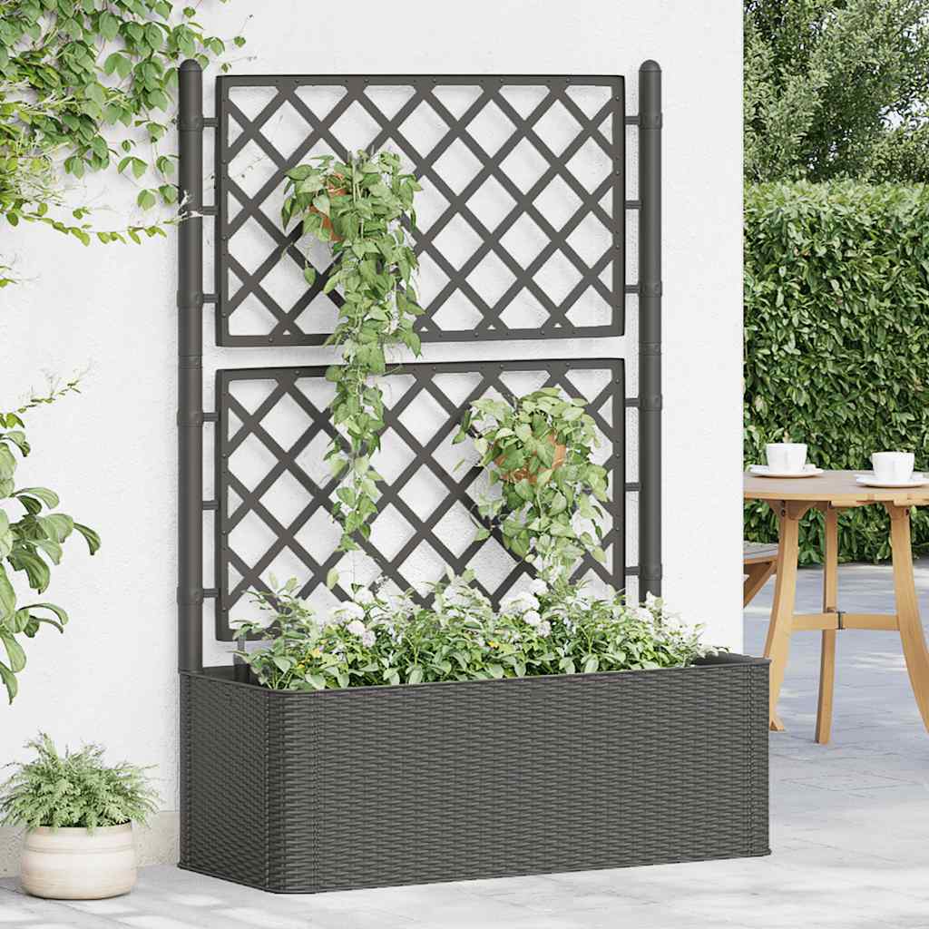 Garden Raised Bed with Trellis and Self Watering System Anthracite