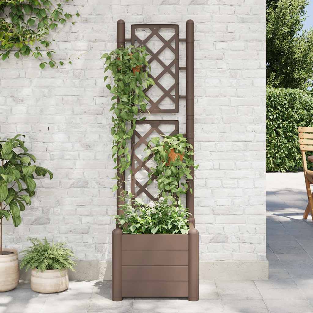 Garden Planter with Trellis 43x43x142 cm PP Mocha