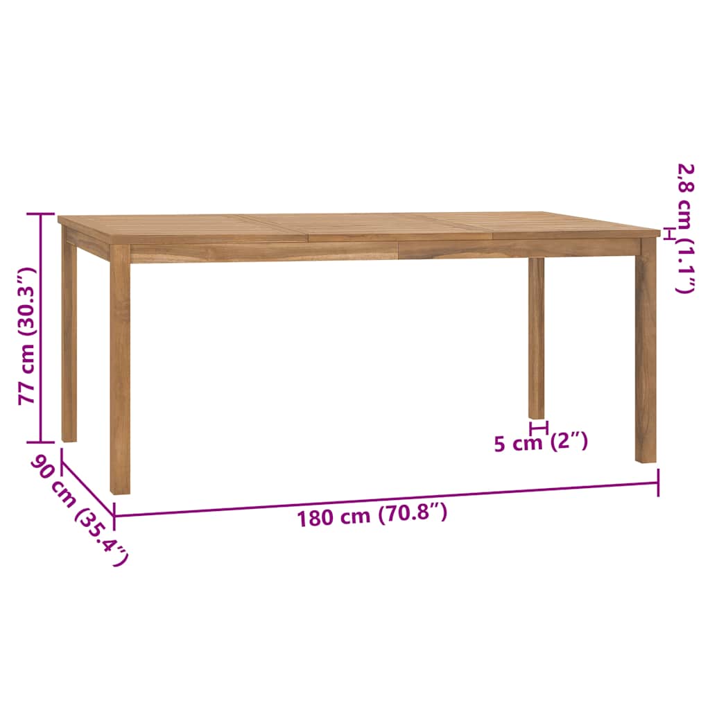 Garden Dining Table 180x90x77 cm Solid Teak Wood