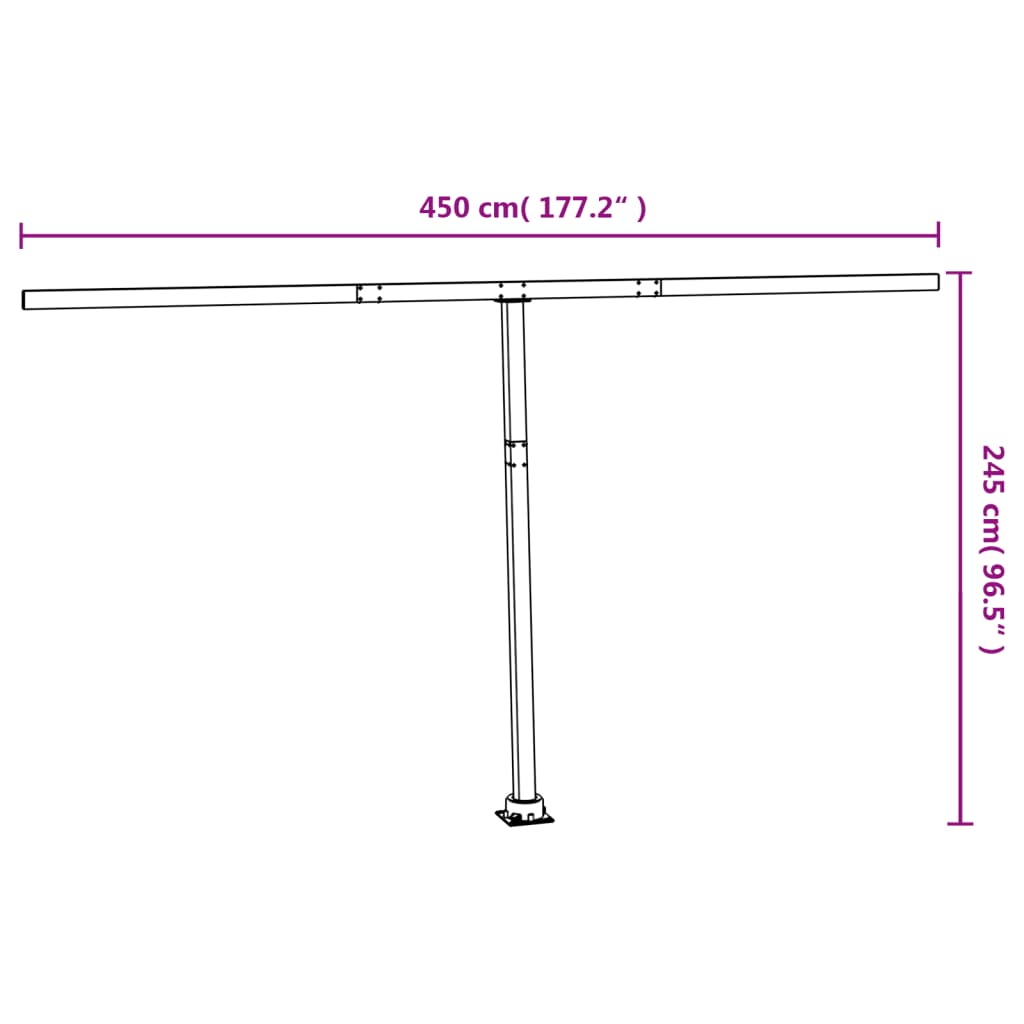 vidaXL Awning Post Set White 450x245 cm Iron