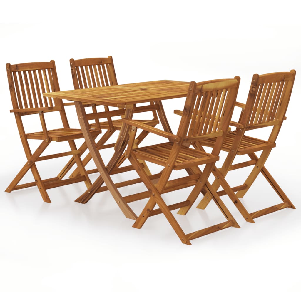 5 Piece Folding Garden Dining Set Solid Acacia Wood
