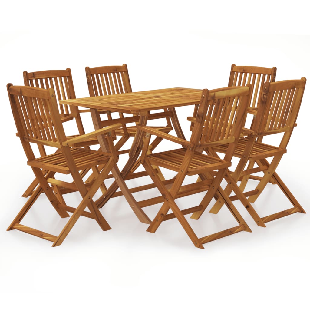 7 Piece Folding Garden Dining Set Solid Acacia Wood
