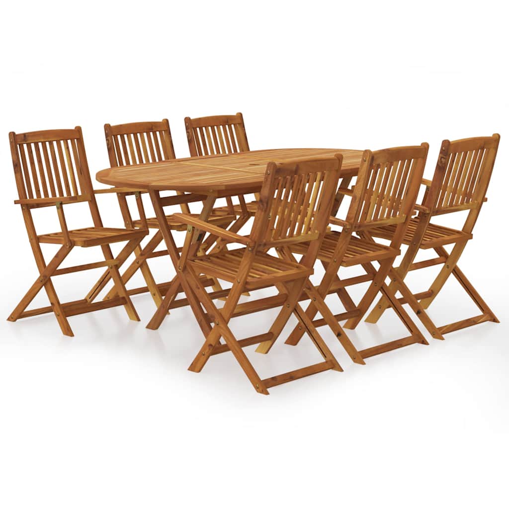 7 Piece Folding Garden Dining Set Solid Acacia Wood