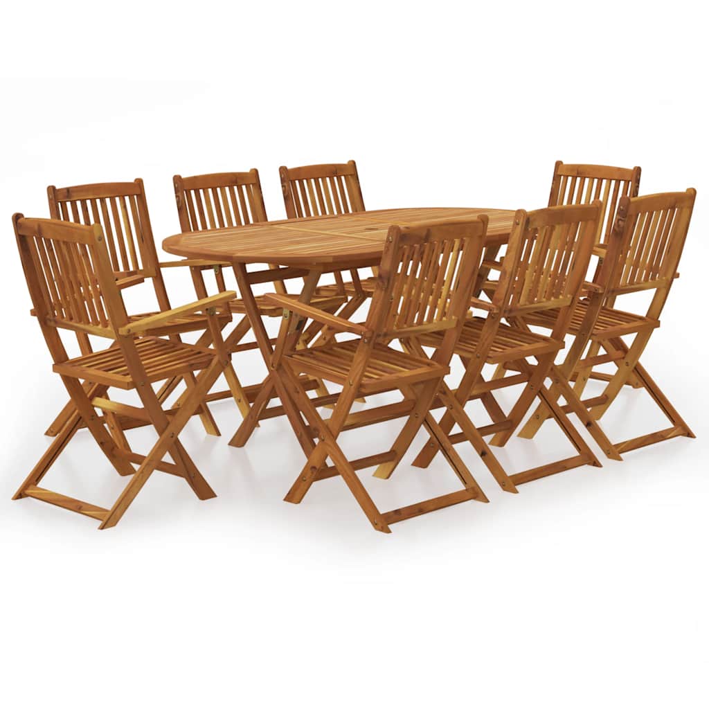 9 Piece Folding Garden Dining Set Solid Acacia Wood