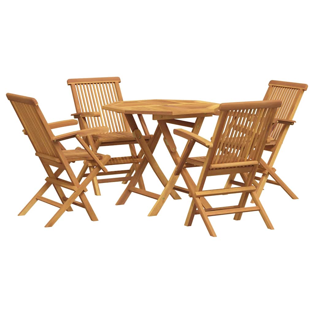 5 Piece Garden Dining Set Solid Teak Wood