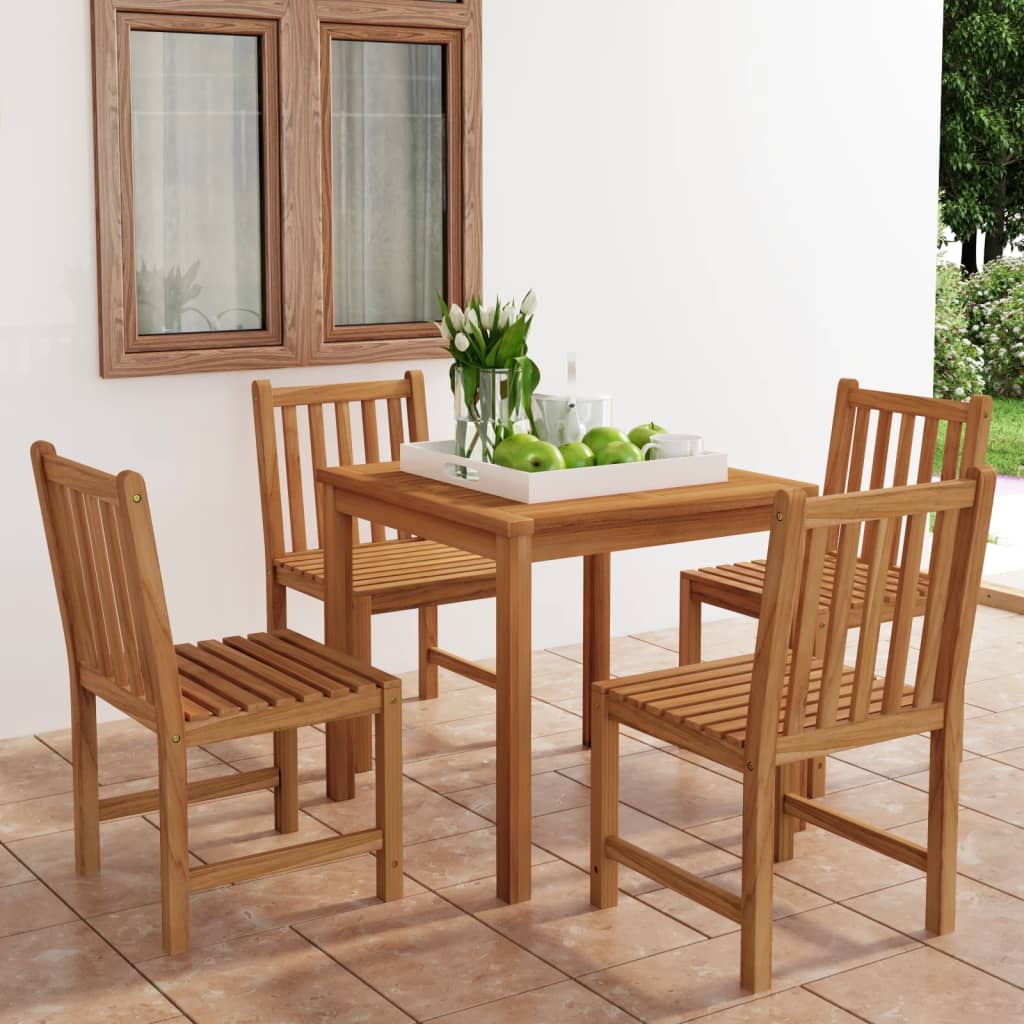 5 Piece Garden Dining Set 80x80 cm Solid Teak Wood