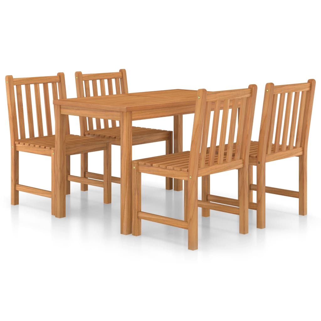 5 Piece Garden Dining Set 120x70 cm Solid Teak Wood