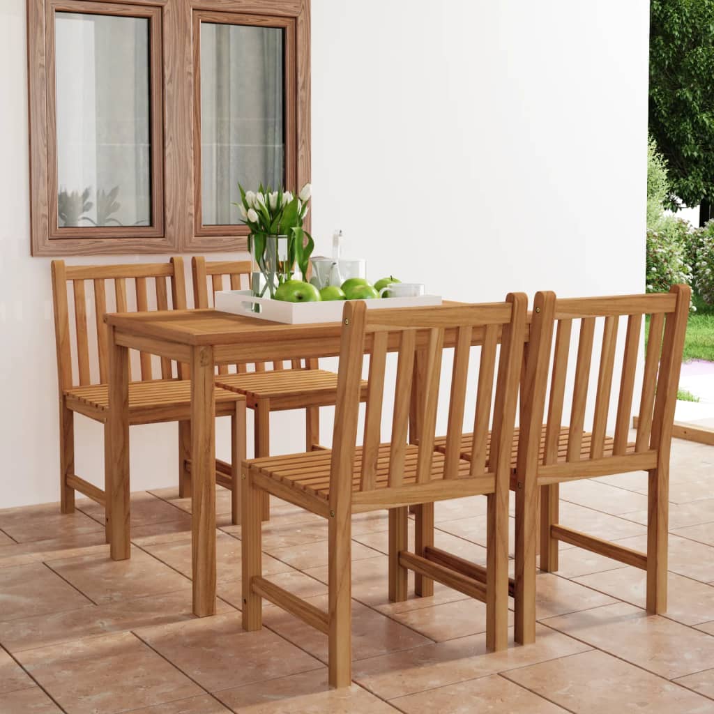 5 Piece Garden Dining Set 120x70 cm Solid Teak Wood