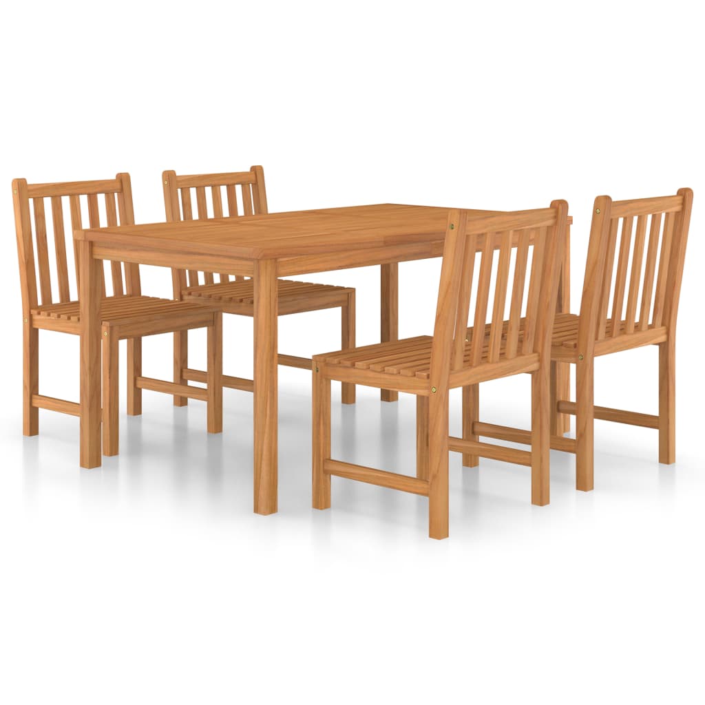 5 Piece Garden Dining Set 150x90 cm Solid Teak Wood