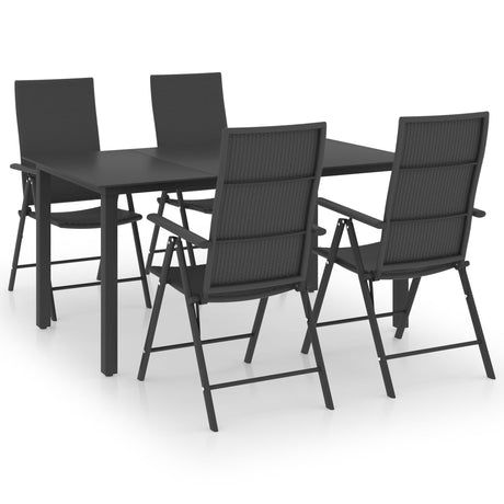 5 Piece Garden Dining Set Black