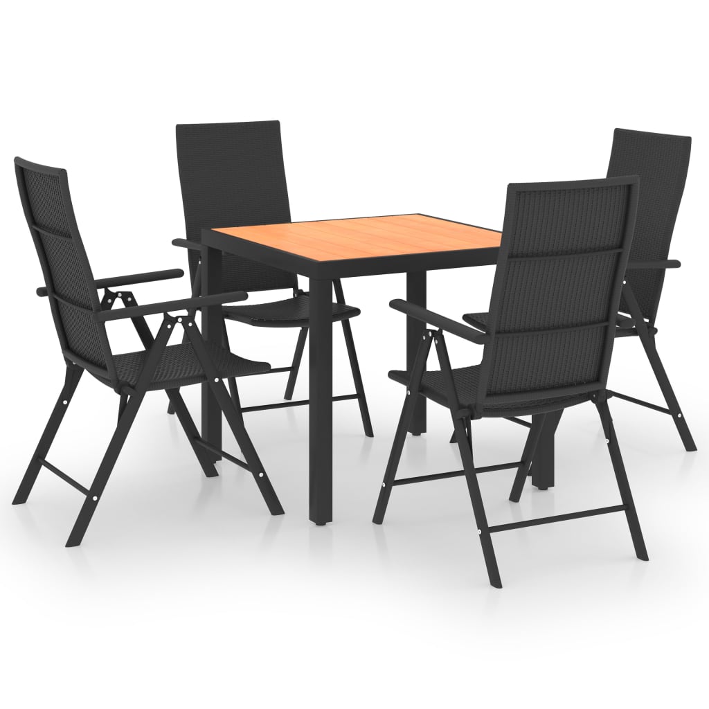 5 Piece Garden Dining Set Black and Brown