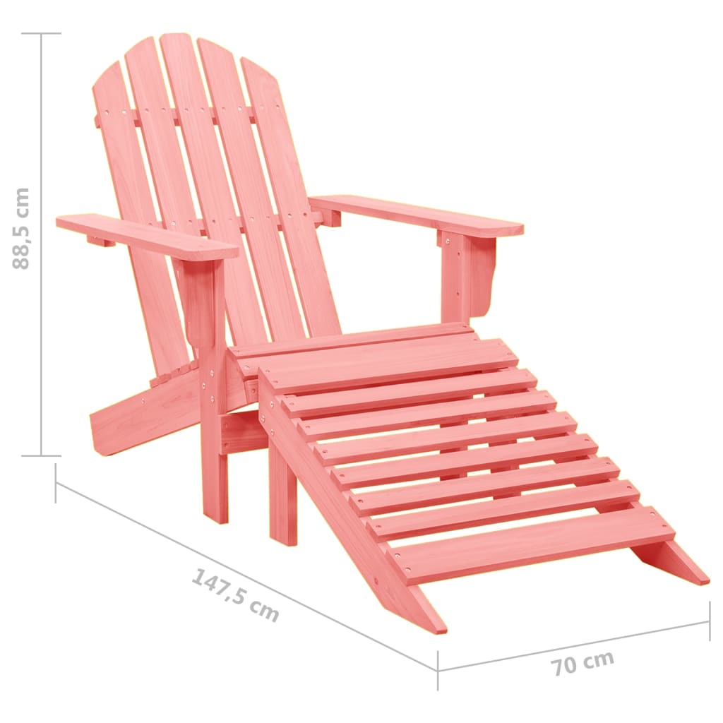 Garden Adirondack Chair with Ottoman Solid Fir Wood Pink