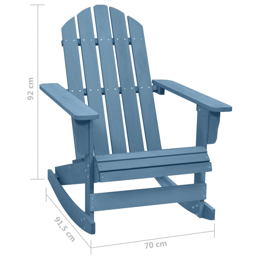Garden Adirondack Rocking Chair Solid Fir Wood Blue