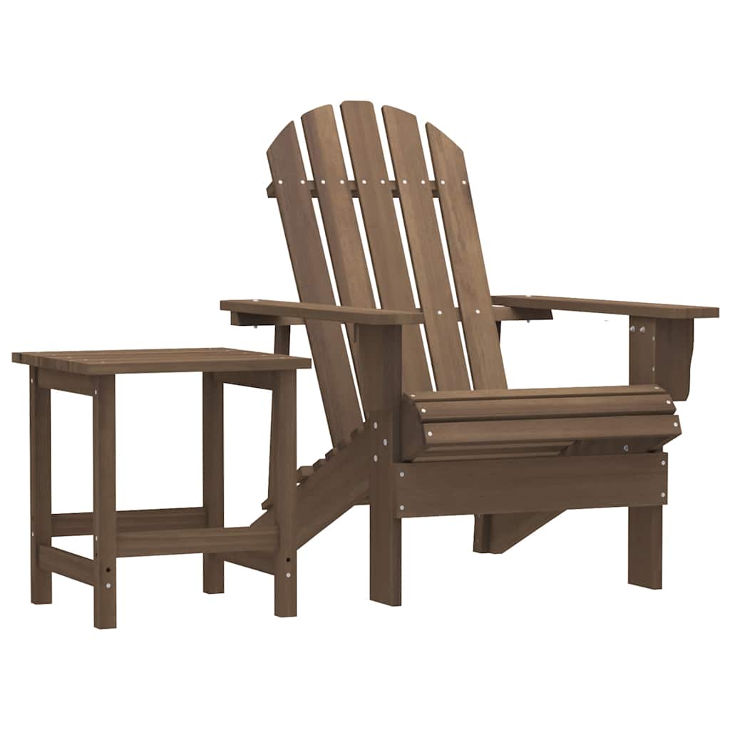 Garden Adirondack Chair with Table Solid Fir Wood Brown