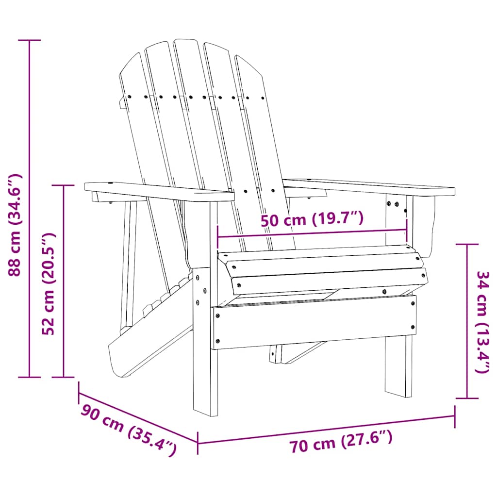 Garden Adirondack Chair with Table Solid Fir Wood Brown