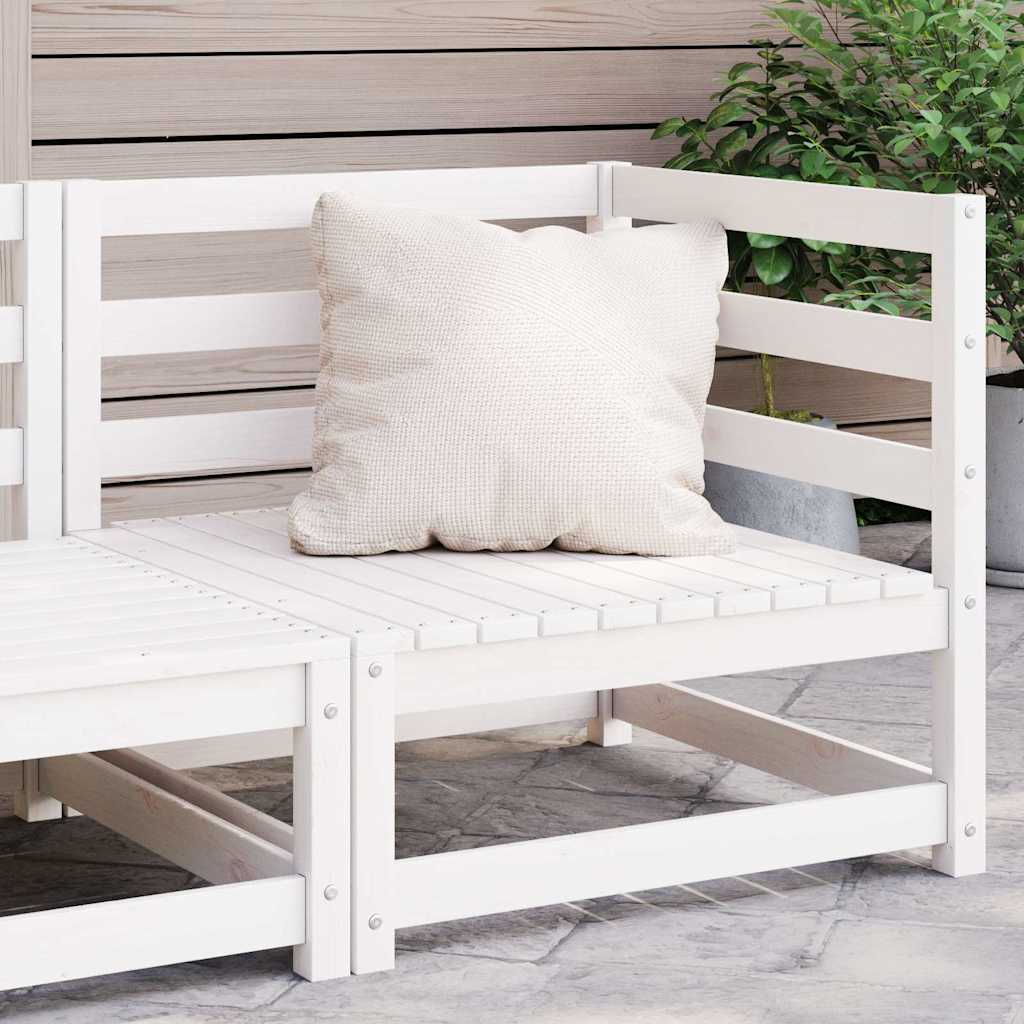 Garden Corner Sofa White Solid Wood Pine